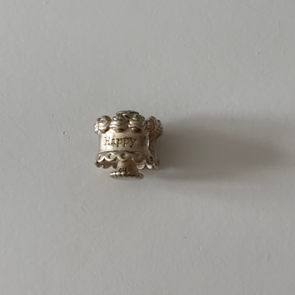 Pandora Silver 'Happy' Cake Charm